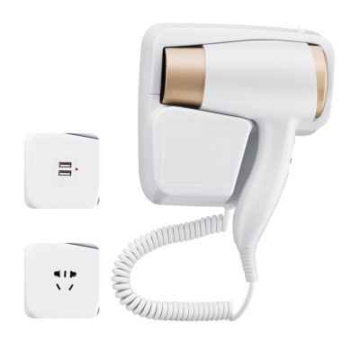 Wall Mounted Hotel Hair Dryer with shaver socket 220V for Guestroom